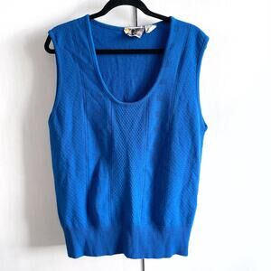 Cellini Collection Knitwear Women’s Medium M Blue Knit Tank Top Crochet Vest